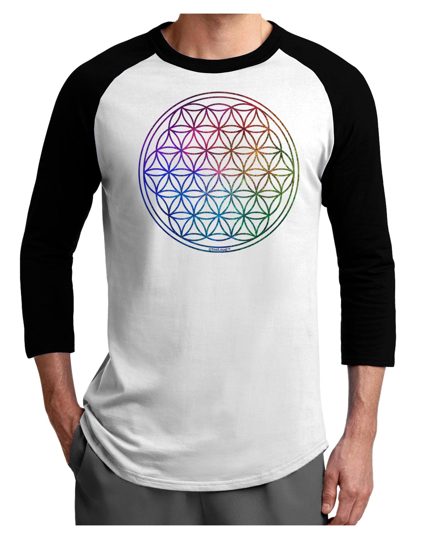 Flower of Life Circle Adult Raglan Shirt-Raglan Shirt-TooLoud-White-Black-X-Small-Davson Sales