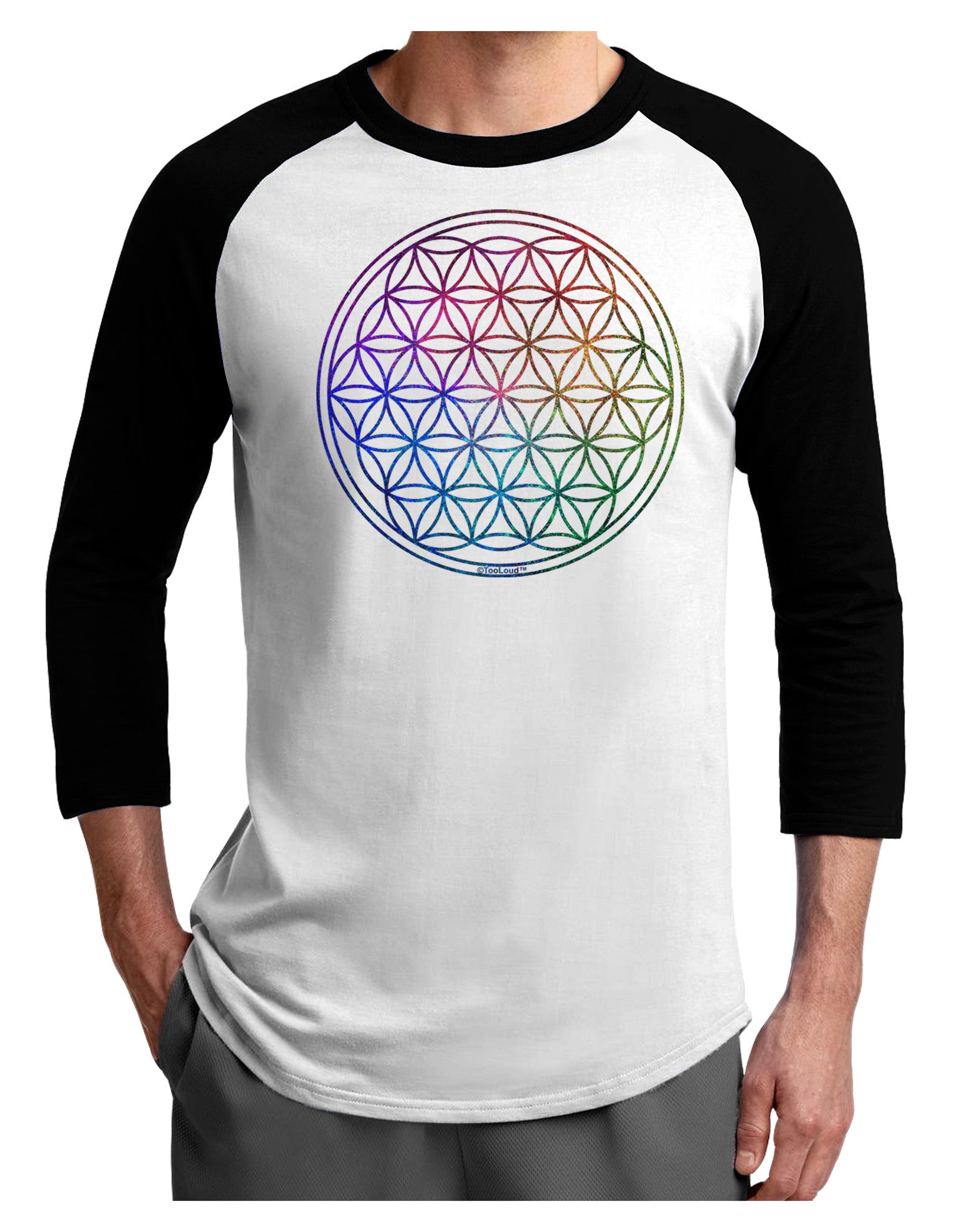 Flower of Life Circle Adult Raglan Shirt-Raglan Shirt-TooLoud-White-Black-X-Small-Davson Sales