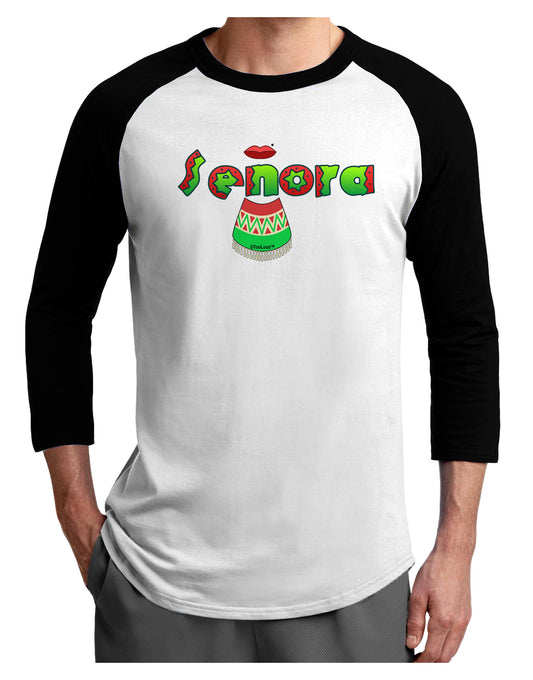 Senora Poncho Adult Raglan Shirt-Raglan Shirt-TooLoud-White-Black-X-Small-Davson Sales