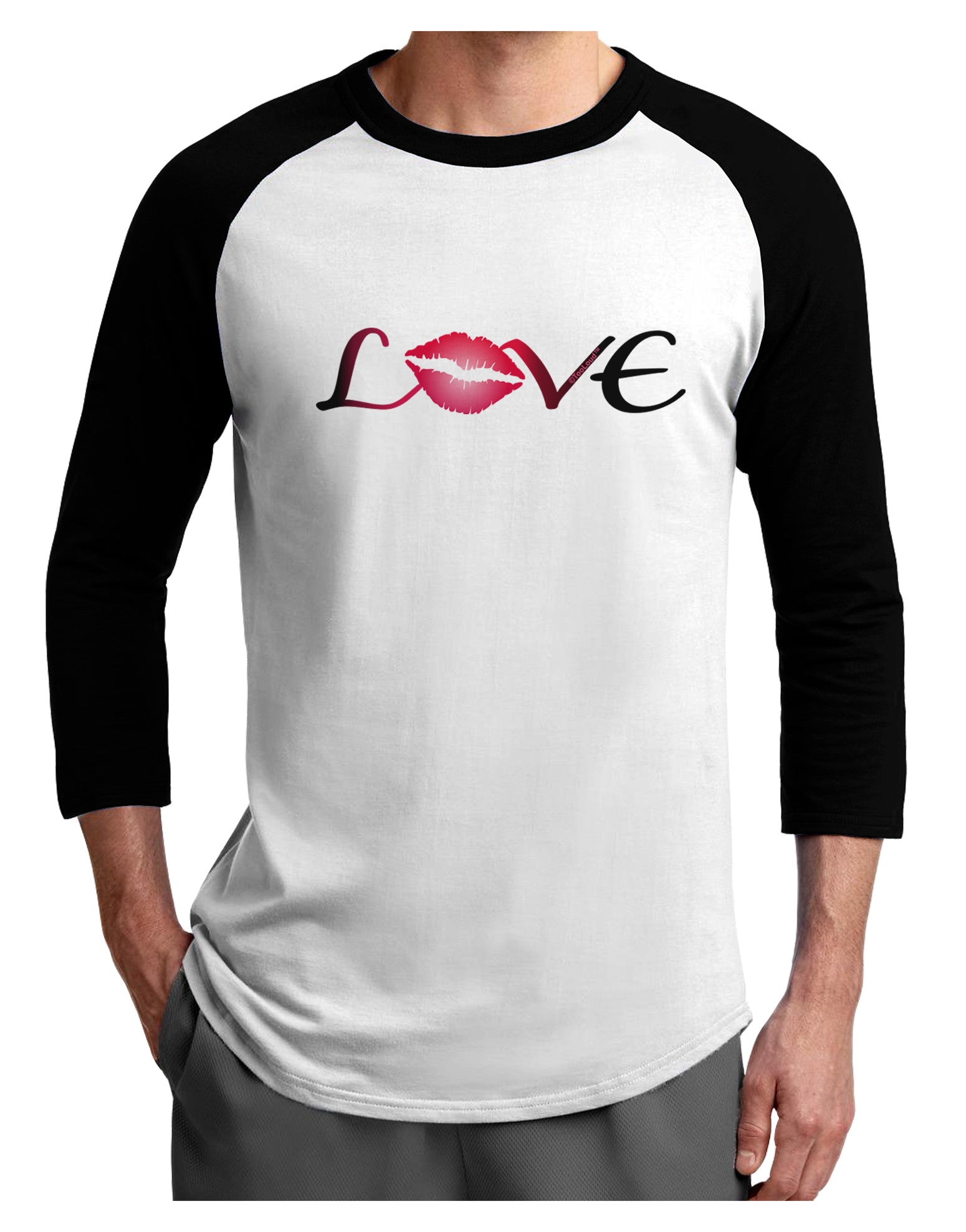 Love Kiss Adult Raglan Shirt-Raglan Shirt-TooLoud-White-Black-X-Small-Davson Sales