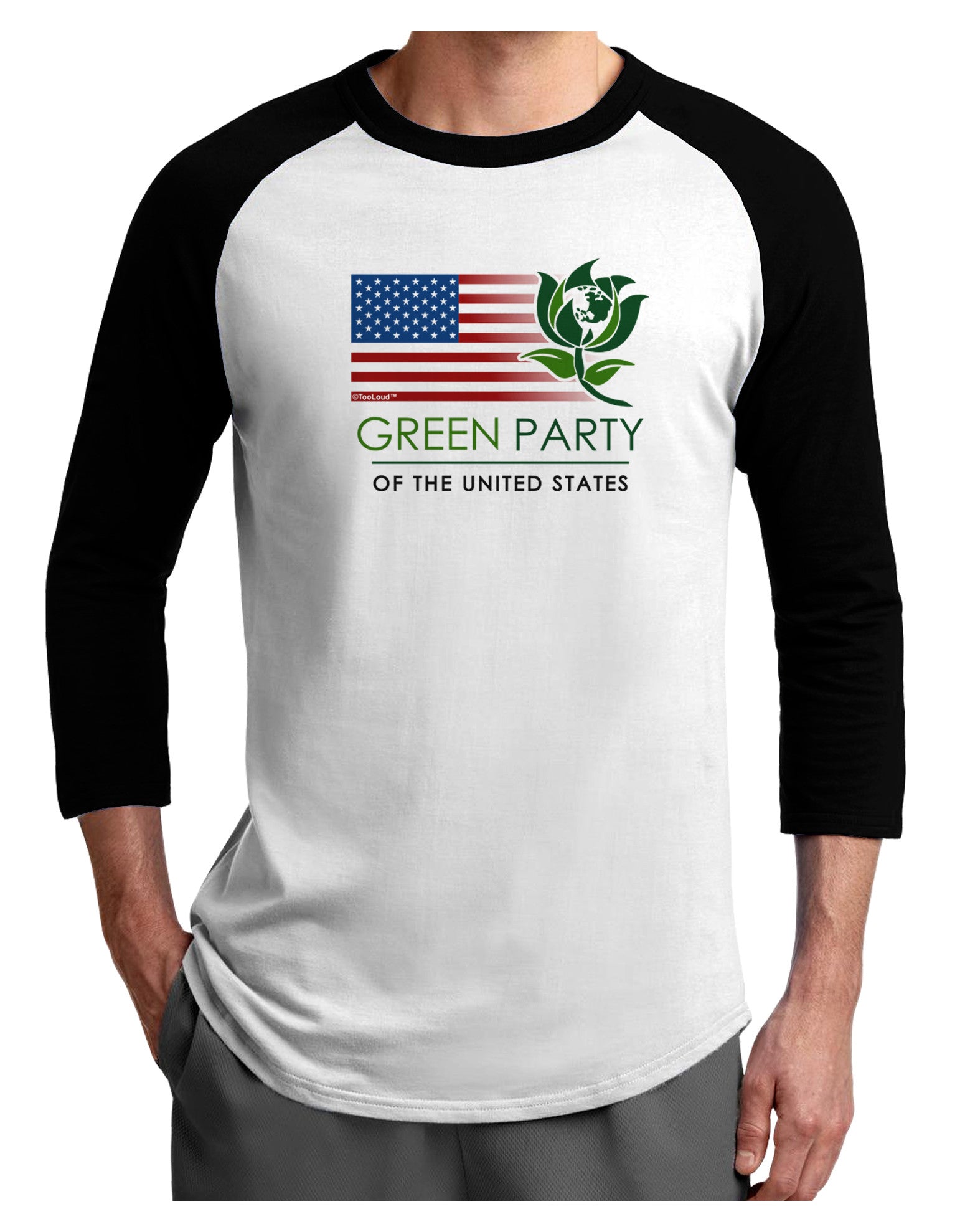 Green Party US Flag Adult Raglan Shirt-Raglan Shirt-TooLoud-White-Black-X-Small-Davson Sales