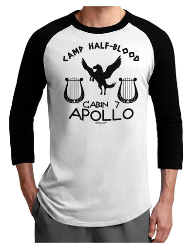 Cabin 7 Apollo Camp Half Blood Adult Raglan Shirt-TooLoud-White-Black-X-Small-Davson Sales