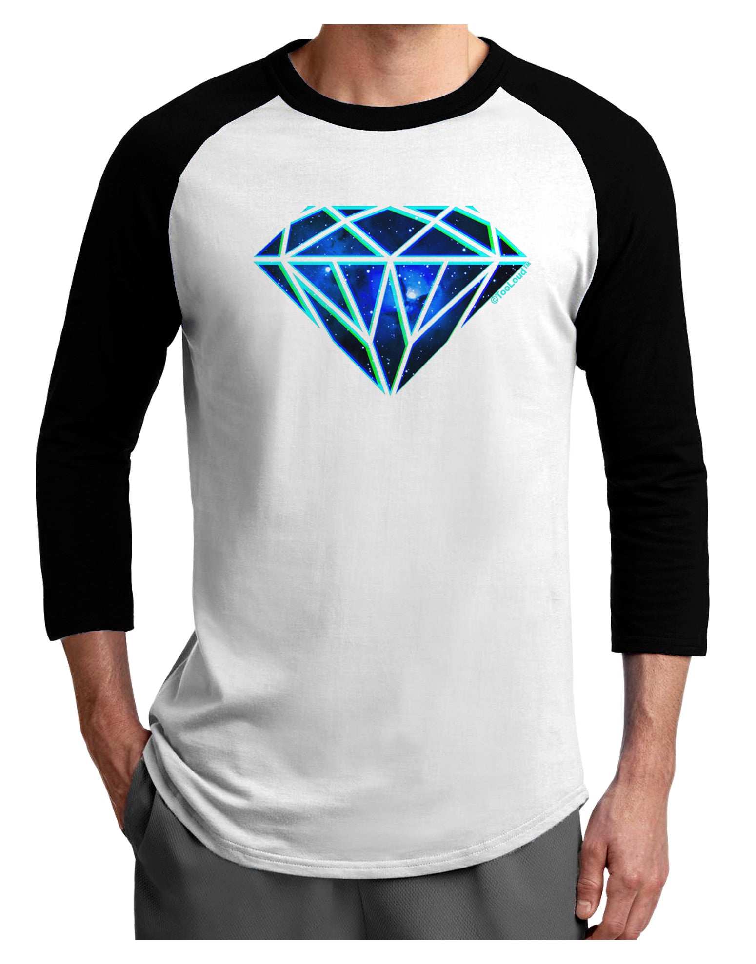 Space Diamond Adult Raglan Shirt-Raglan Shirt-TooLoud-White-Black-X-Small-Davson Sales