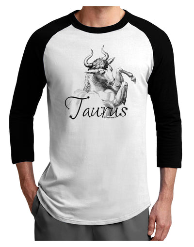 Taurus Illustration Adult Raglan Shirt-TooLoud-White-Black-X-Small-Davson Sales