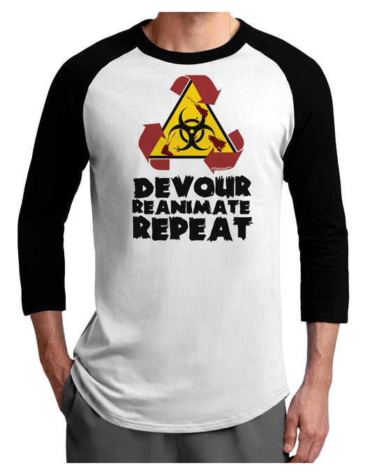 Devour Reanimate Repeat Adult Raglan Shirt by TooLoud-TooLoud-White-Black-X-Small-Davson Sales