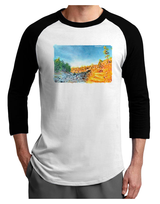 Castlewood Canyon Watercolor Adult Raglan Shirt-Raglan Shirt-TooLoud-White-Black-X-Small-Davson Sales