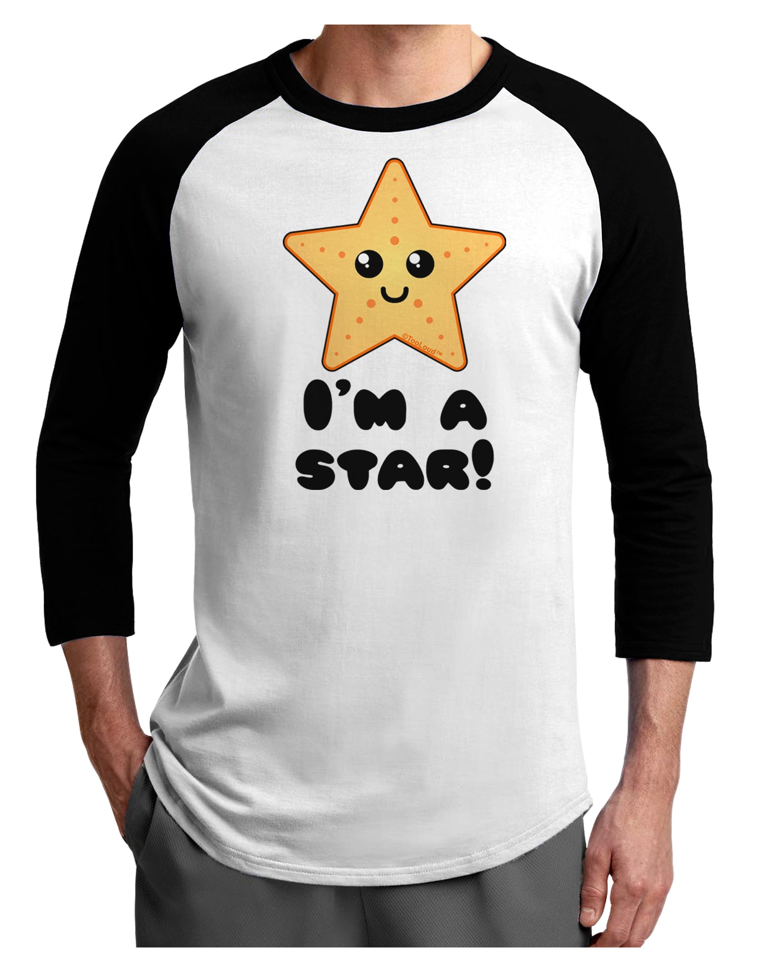 Cute Starfish - I am a Star Adult Raglan Shirt by TooLoud-TooLoud-White-Black-X-Small-Davson Sales