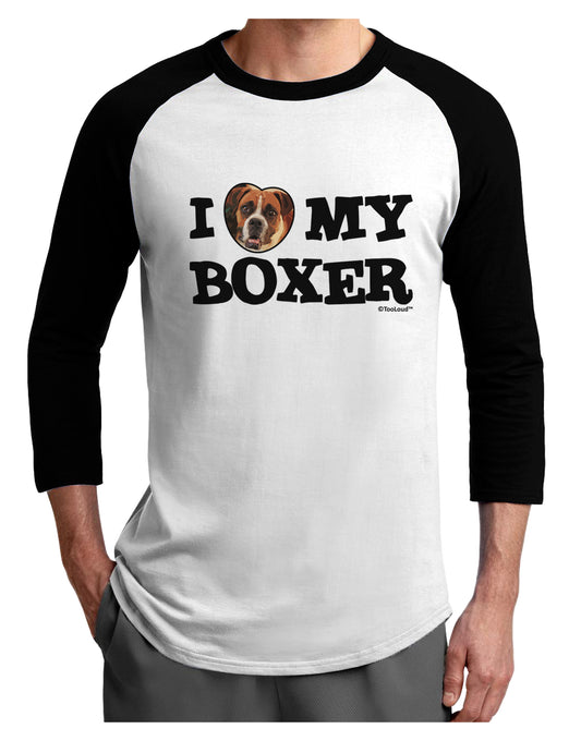 I Heart My Boxer Adult Raglan Shirt by TooLoud-TooLoud-White-Black-X-Small-Davson Sales