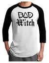 Bad Witch Distressed Adult Raglan Shirt-TooLoud-White-Black-X-Small-Davson Sales