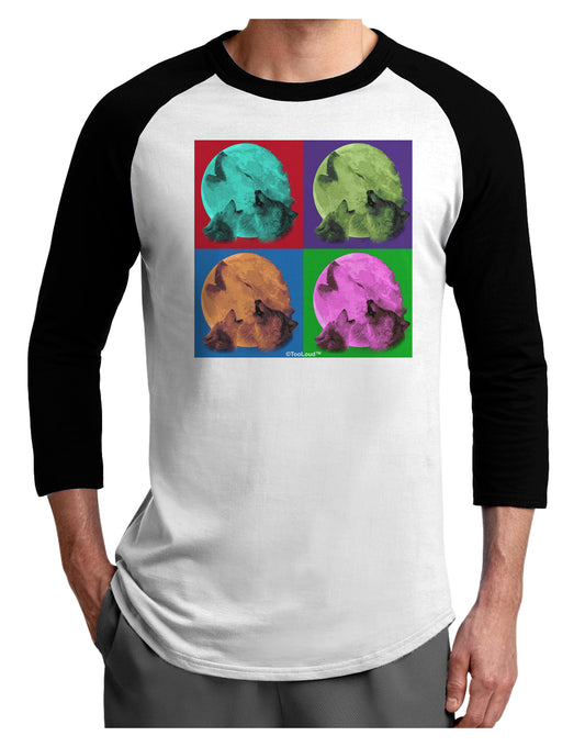 Three Wolves Howling - Pop-Art #1 Adult Raglan Shirt by TooLoud-TooLoud-White-Black-X-Small-Davson Sales