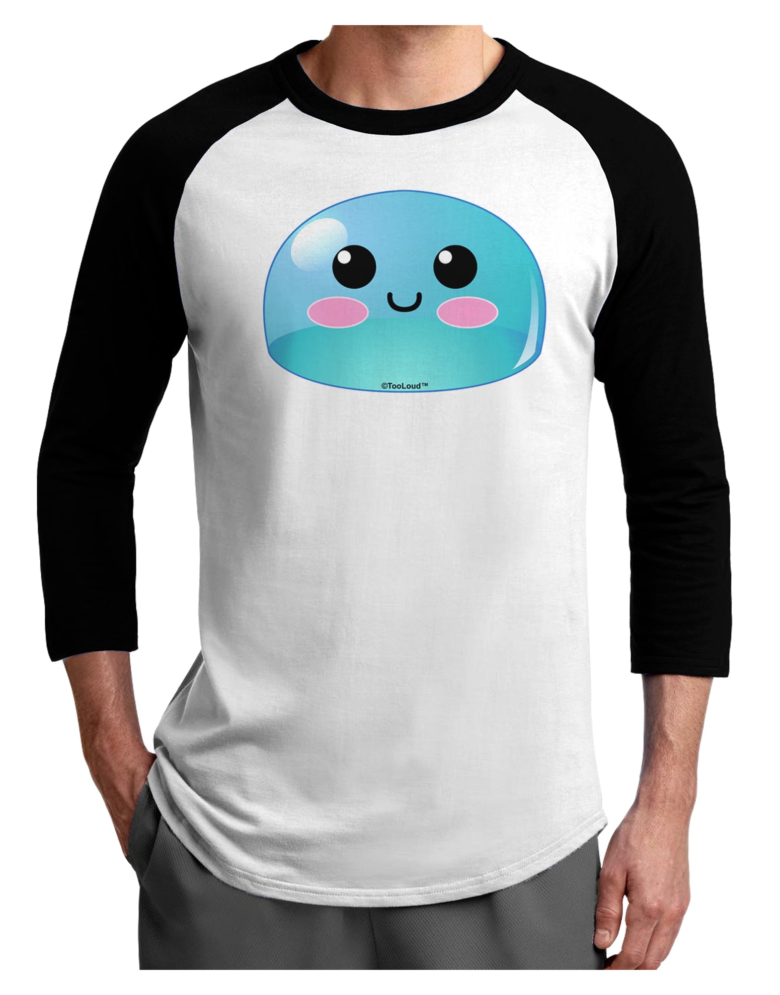 Cute RPG Slime - Blue Adult Raglan Shirt by TooLoud-TooLoud-White-Black-X-Small-Davson Sales