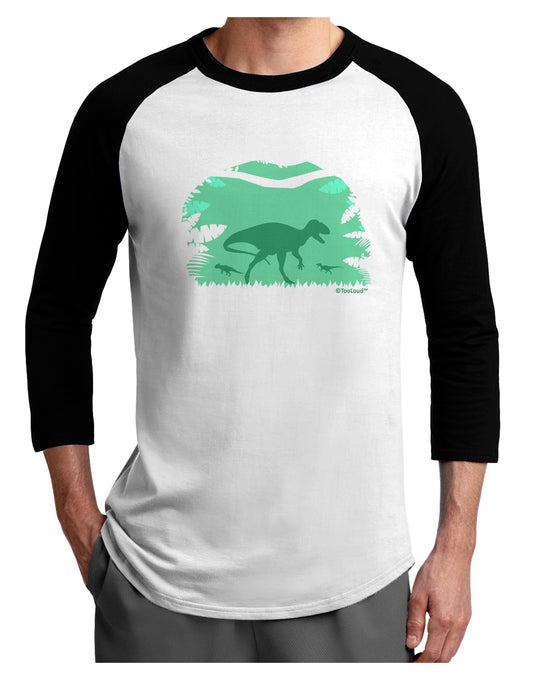 Dinosaur Silhouettes - Jungle Adult Raglan Shirt by TooLoud-TooLoud-White-Black-X-Small-Davson Sales