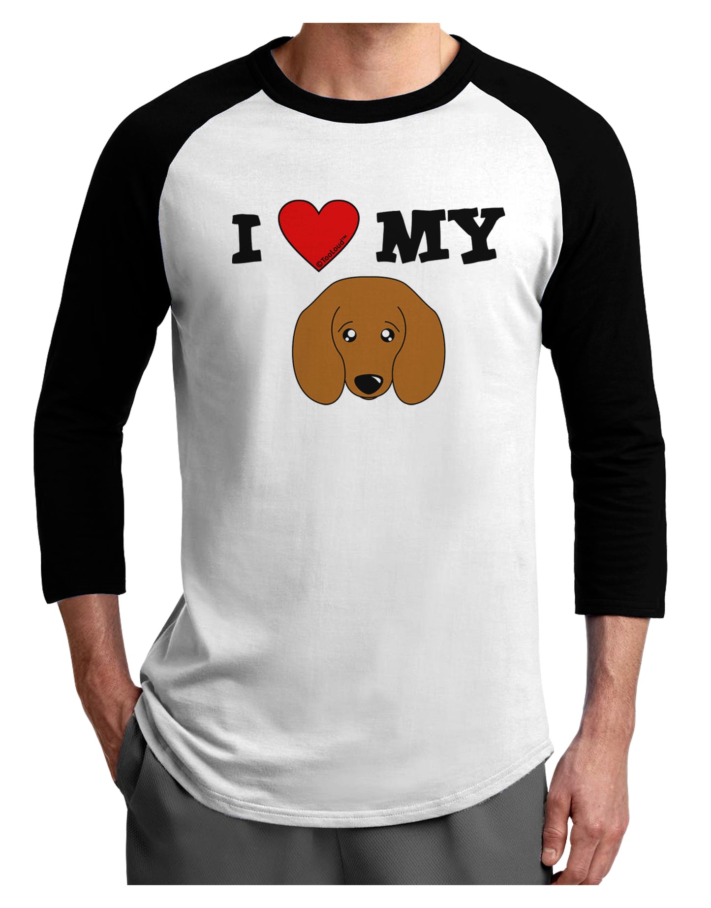 I Heart My - Cute Doxie Dachshund Dog Adult Raglan Shirt by TooLoud-TooLoud-White-Black-X-Small-Davson Sales
