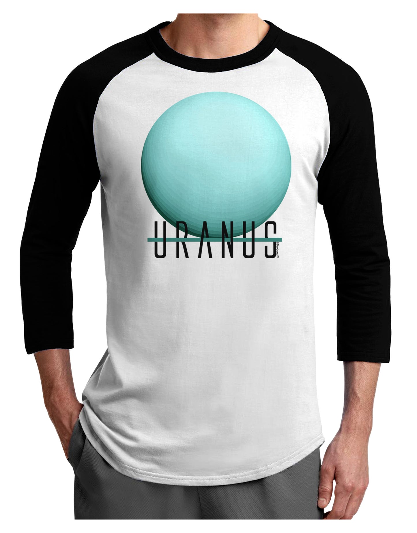 Planet Uranus Text Adult Raglan Shirt-Raglan Shirt-TooLoud-White-Black-X-Small-Davson Sales