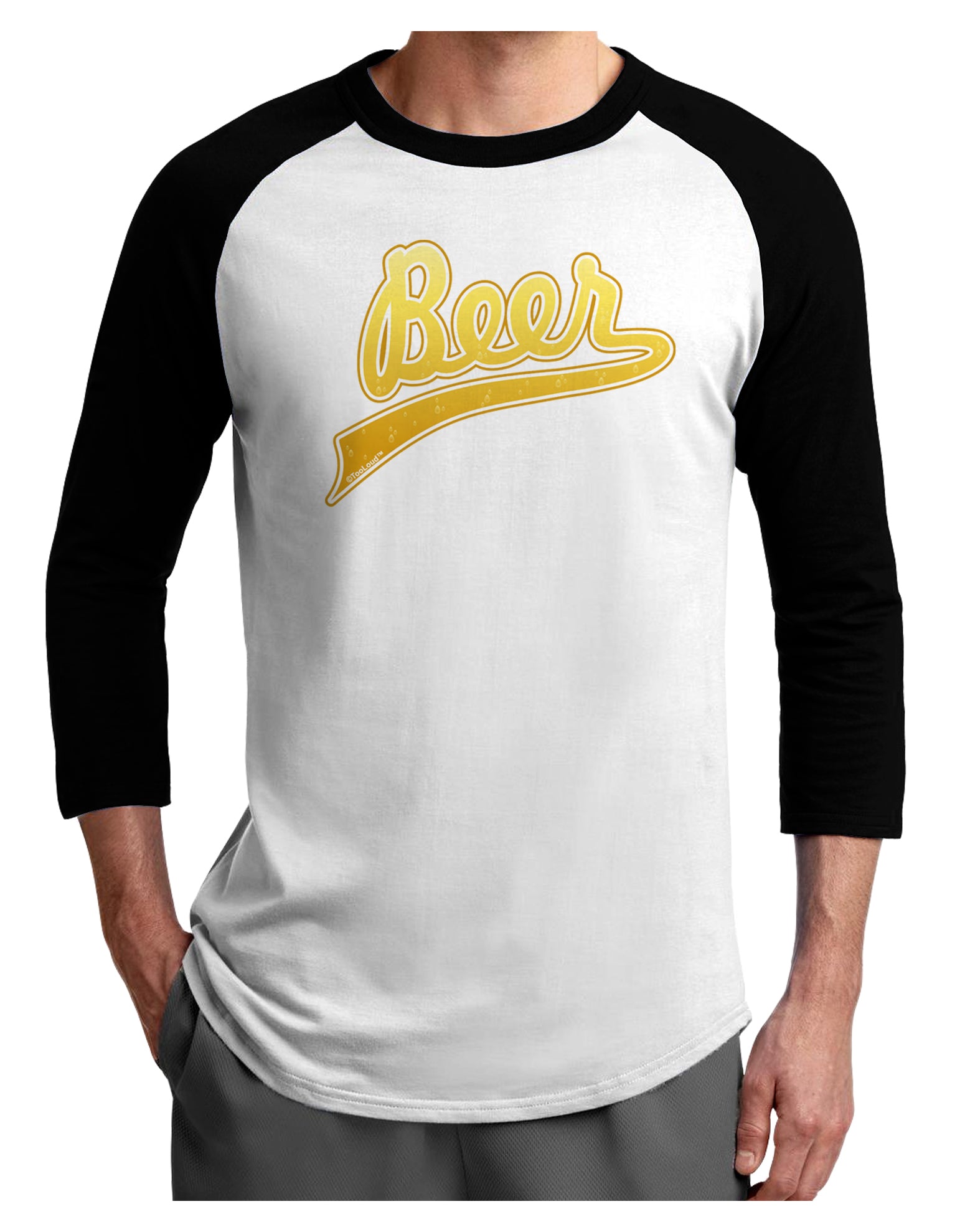 Beer Jersey Adult Raglan Shirt-TooLoud-White-Black-X-Small-Davson Sales