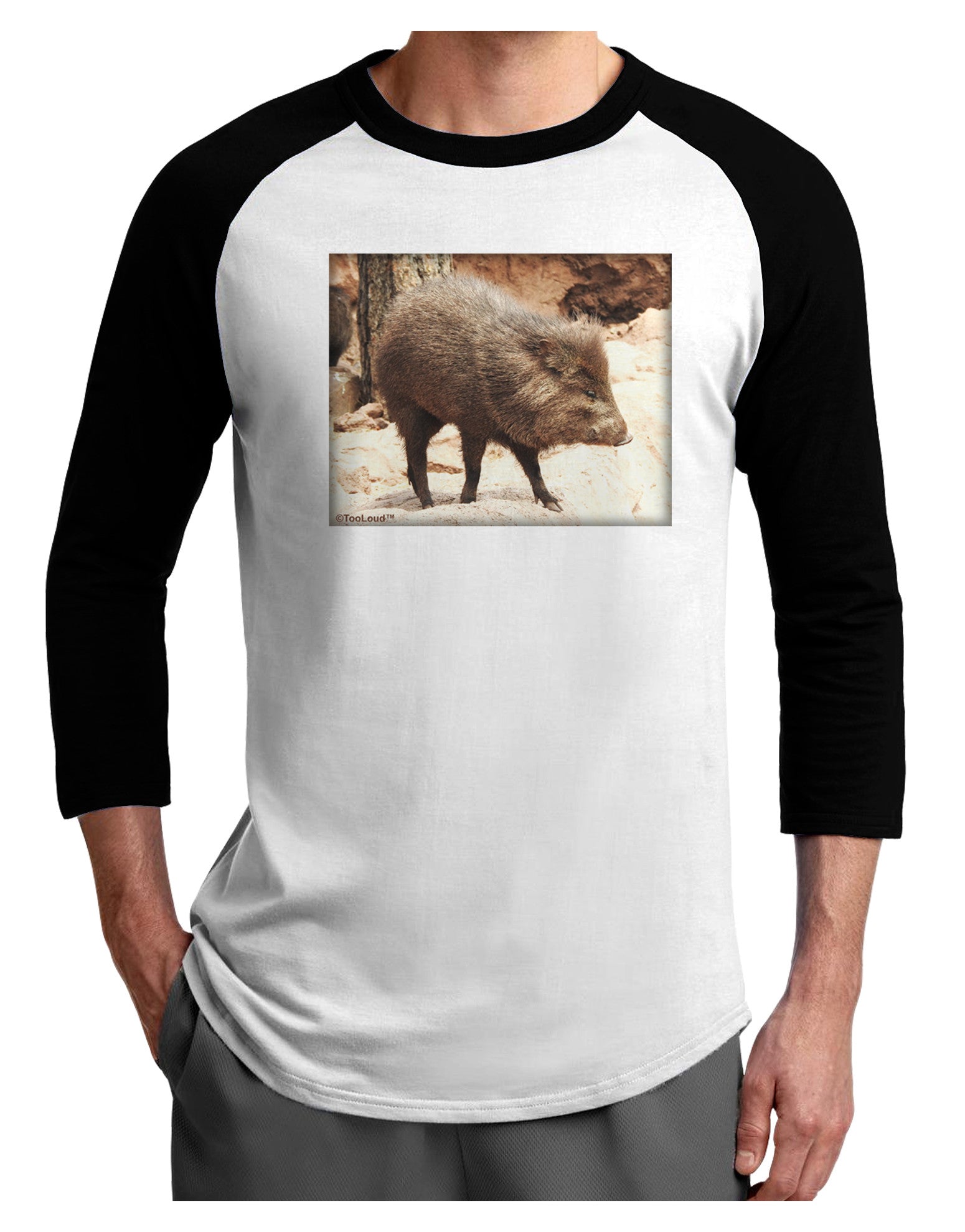 Little Javelina Adult Raglan Shirt-Raglan Shirt-TooLoud-White-Black-X-Small-Davson Sales