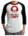Down Like a Clown Adult Raglan Shirt-TooLoud-White-Black-X-Small-Davson Sales