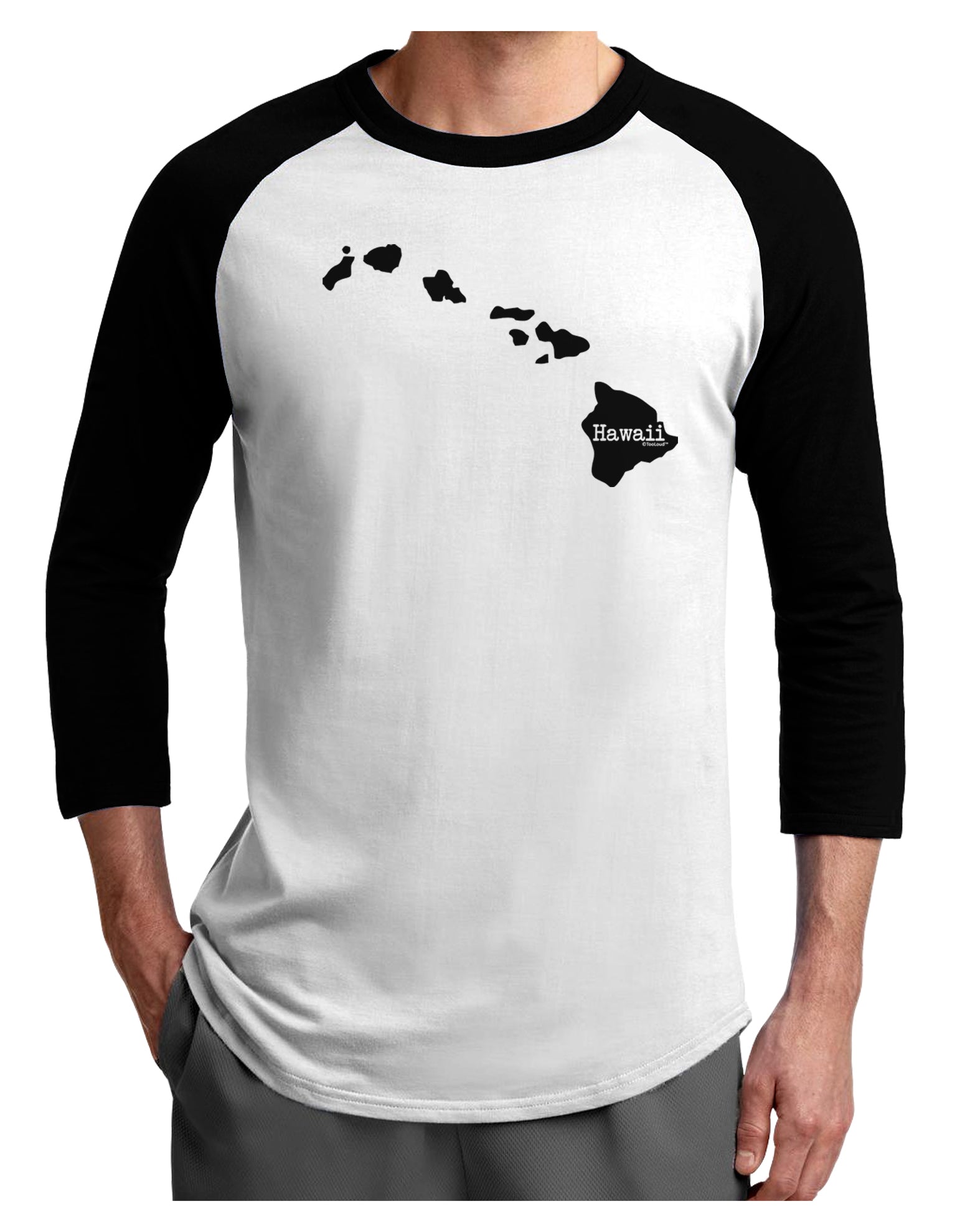 Hawaii - United States Shape Adult Raglan Shirt by TooLoud-TooLoud-White-Black-X-Small-Davson Sales