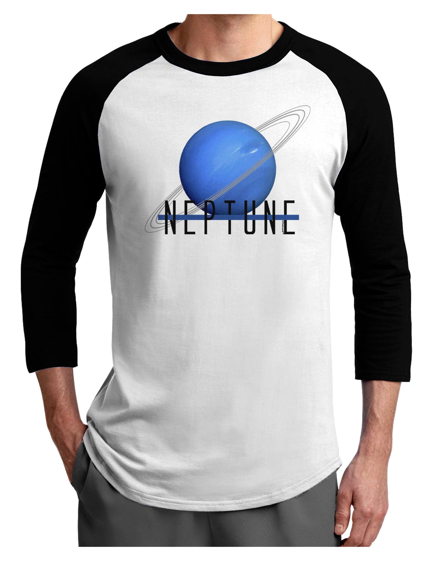 Planet Neptune Text Adult Raglan Shirt-Raglan Shirt-TooLoud-White-Black-X-Small-Davson Sales
