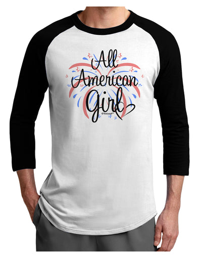 All American Girl - Fireworks and Heart Adult Raglan Shirt by TooLoud-TooLoud-White-Black-X-Small-Davson Sales