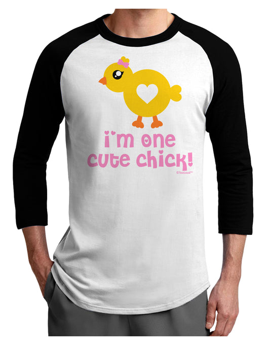 I'm One Cute Chick Adult Raglan Shirt by TooLoud-TooLoud-White-Black-X-Small-Davson Sales