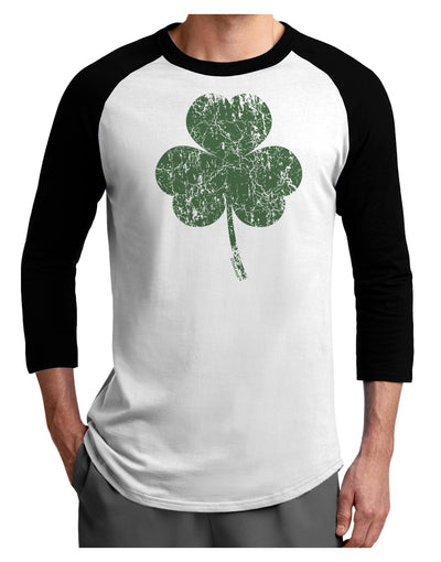 Distressed Traditional Irish Shamrock Adult Raglan Shirt-Raglan Shirt-TooLoud-White-Black-X-Small-Davson Sales