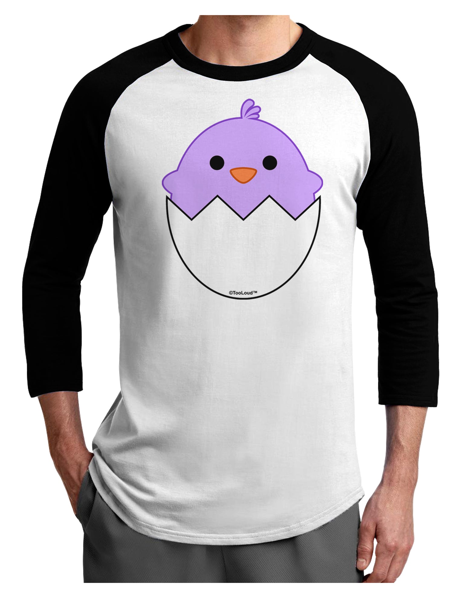 Cute Hatching Chick - Purple Adult Raglan Shirt by TooLoud-TooLoud-White-Black-X-Small-Davson Sales
