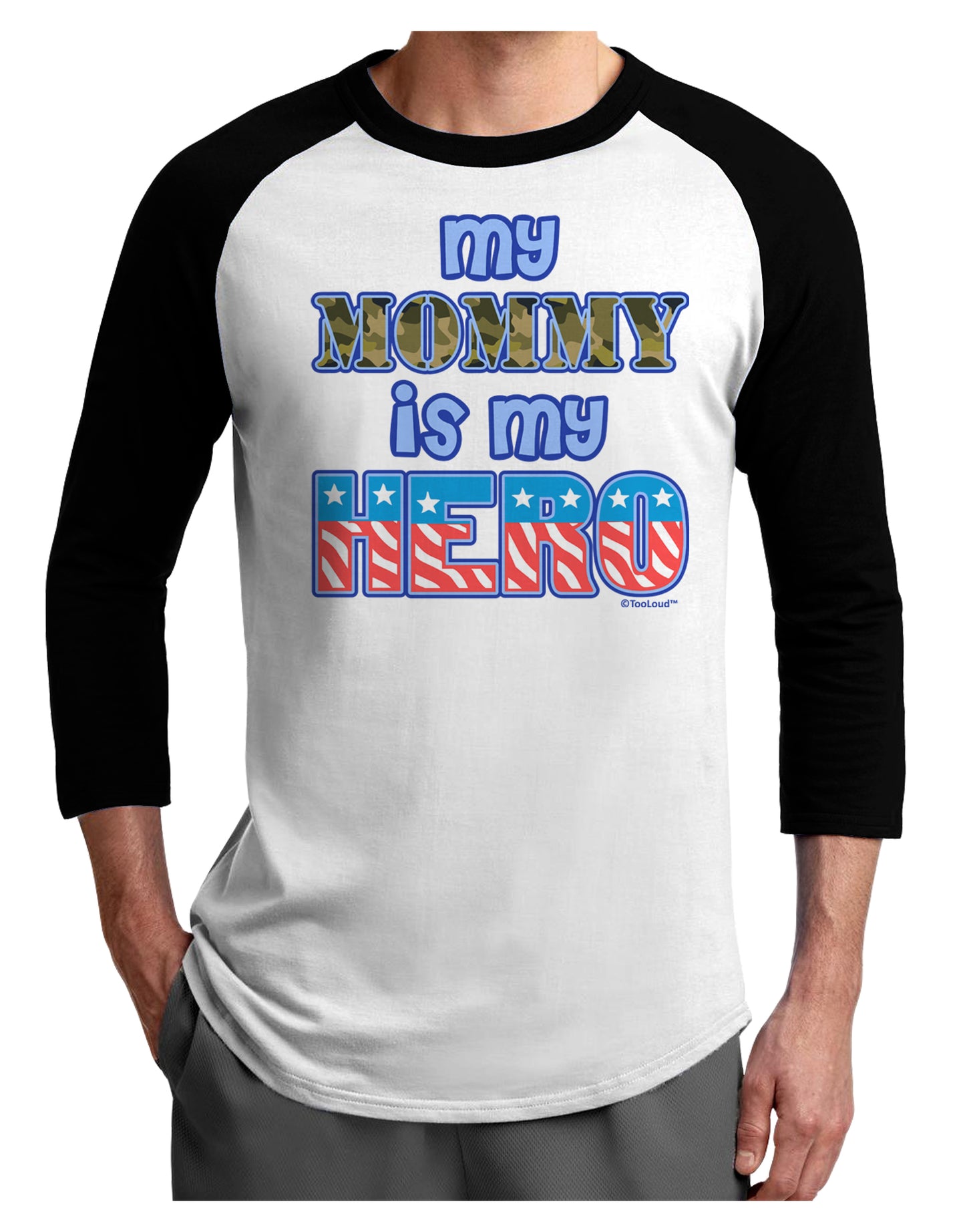 My Mommy is My Hero - Adult Raglan Shirt by TooLoud-TooLoud-White-Black-X-Small-Davson Sales