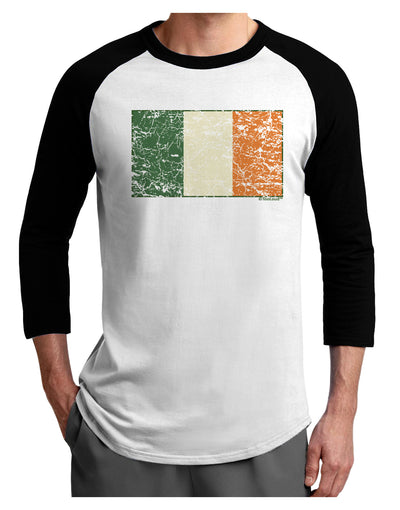 Distressed Irish Flag - Flag of Ireland Adult Raglan Shirt-Raglan Shirt-TooLoud-White-Black-X-Small-Davson Sales