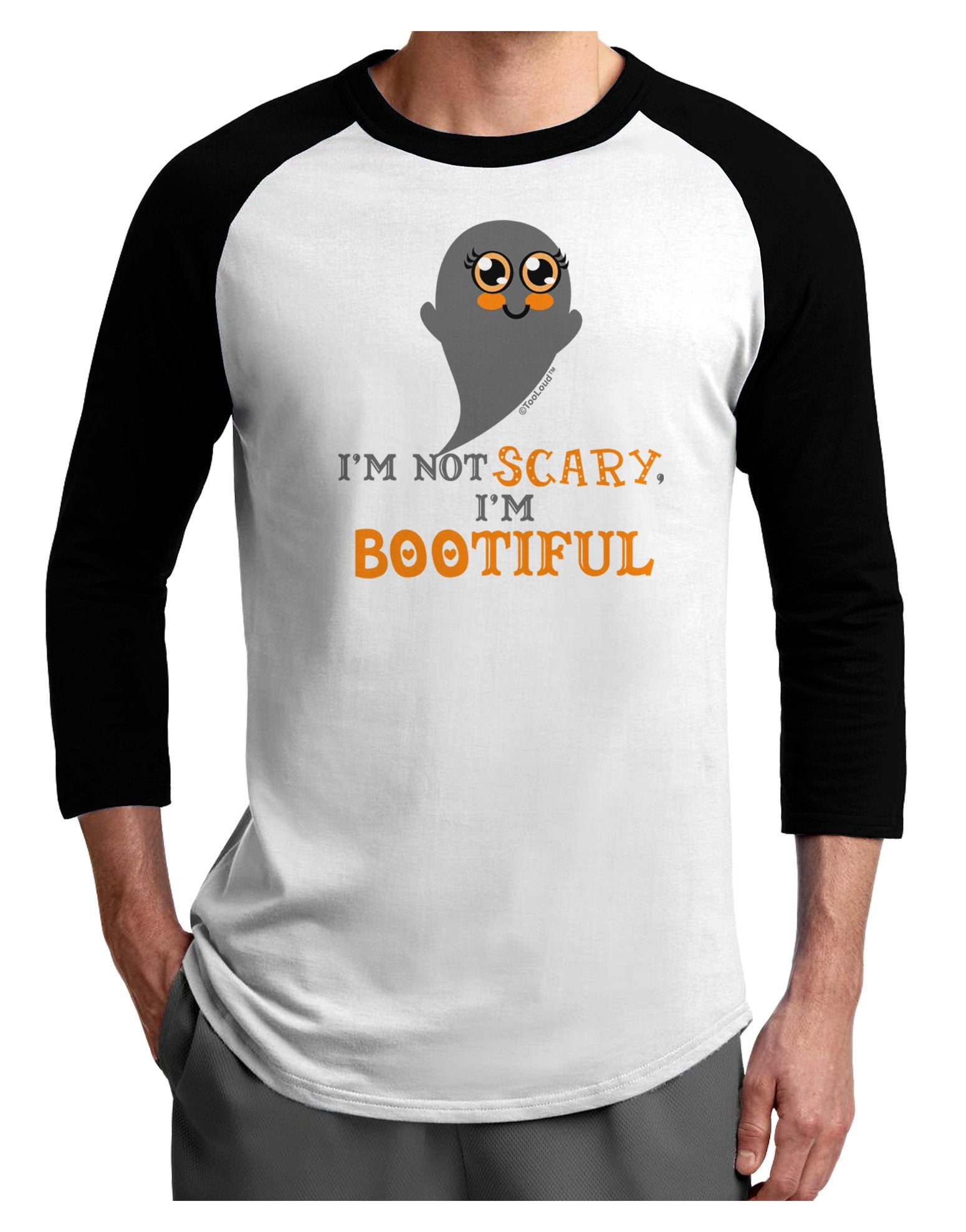 BOOtiful Ghost Orange Adult Raglan Shirt-Raglan Shirt-TooLoud-White-Black-XXX-Large-Davson Sales