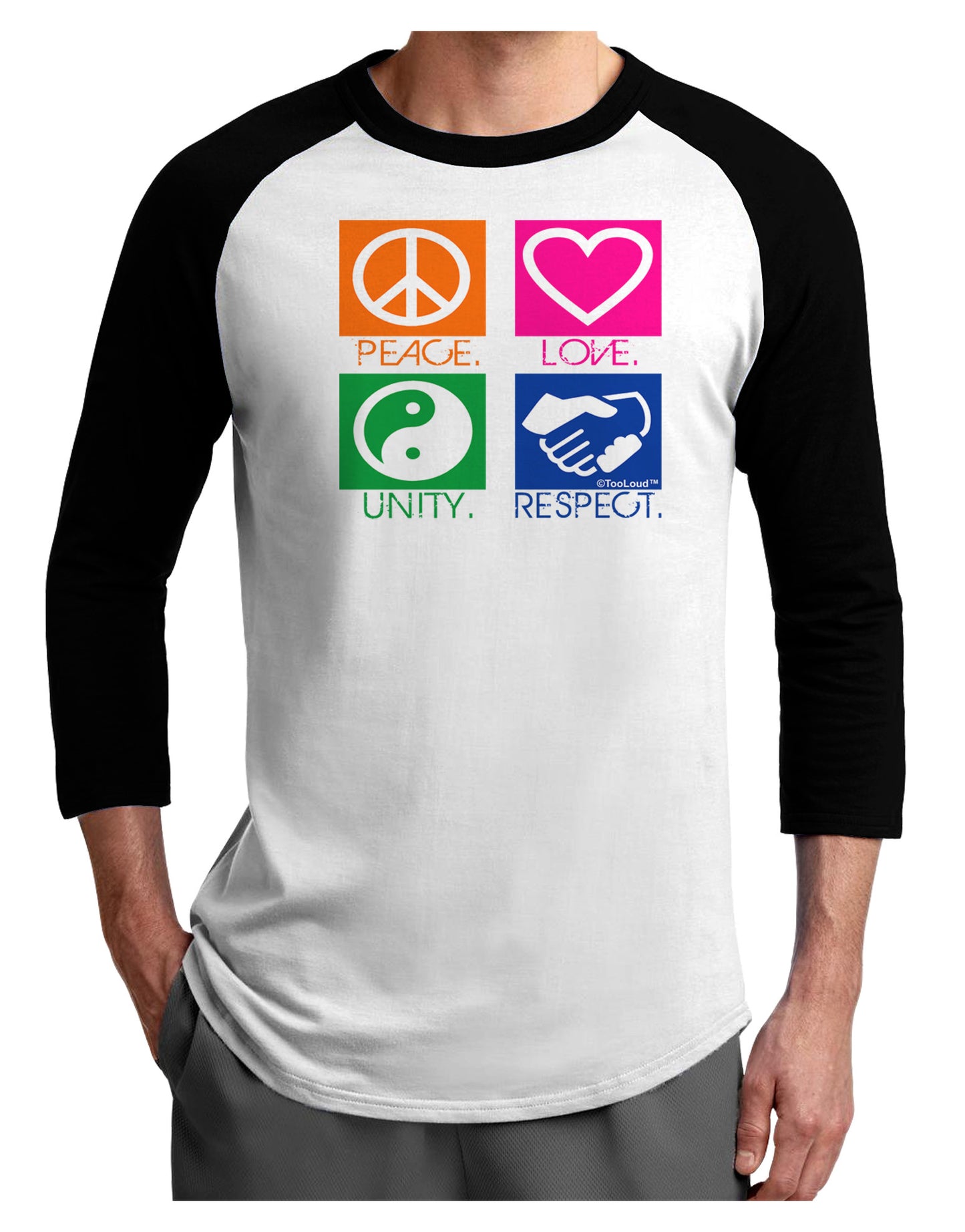PLUR Squares Color Adult Raglan Shirt-Raglan Shirt-TooLoud-White-Black-X-Small-Davson Sales