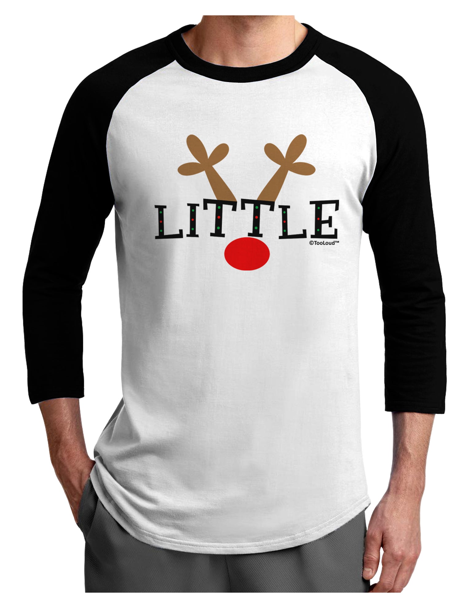Matching Family Christmas Design - Reindeer - Little Adult Raglan Shirt by TooLoud-TooLoud-White-Black-X-Small-Davson Sales