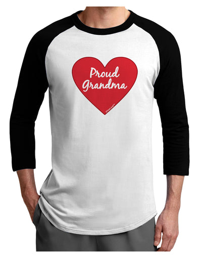 Proud Grandma Heart Adult Raglan Shirt-TooLoud-White-Black-X-Small-Davson Sales