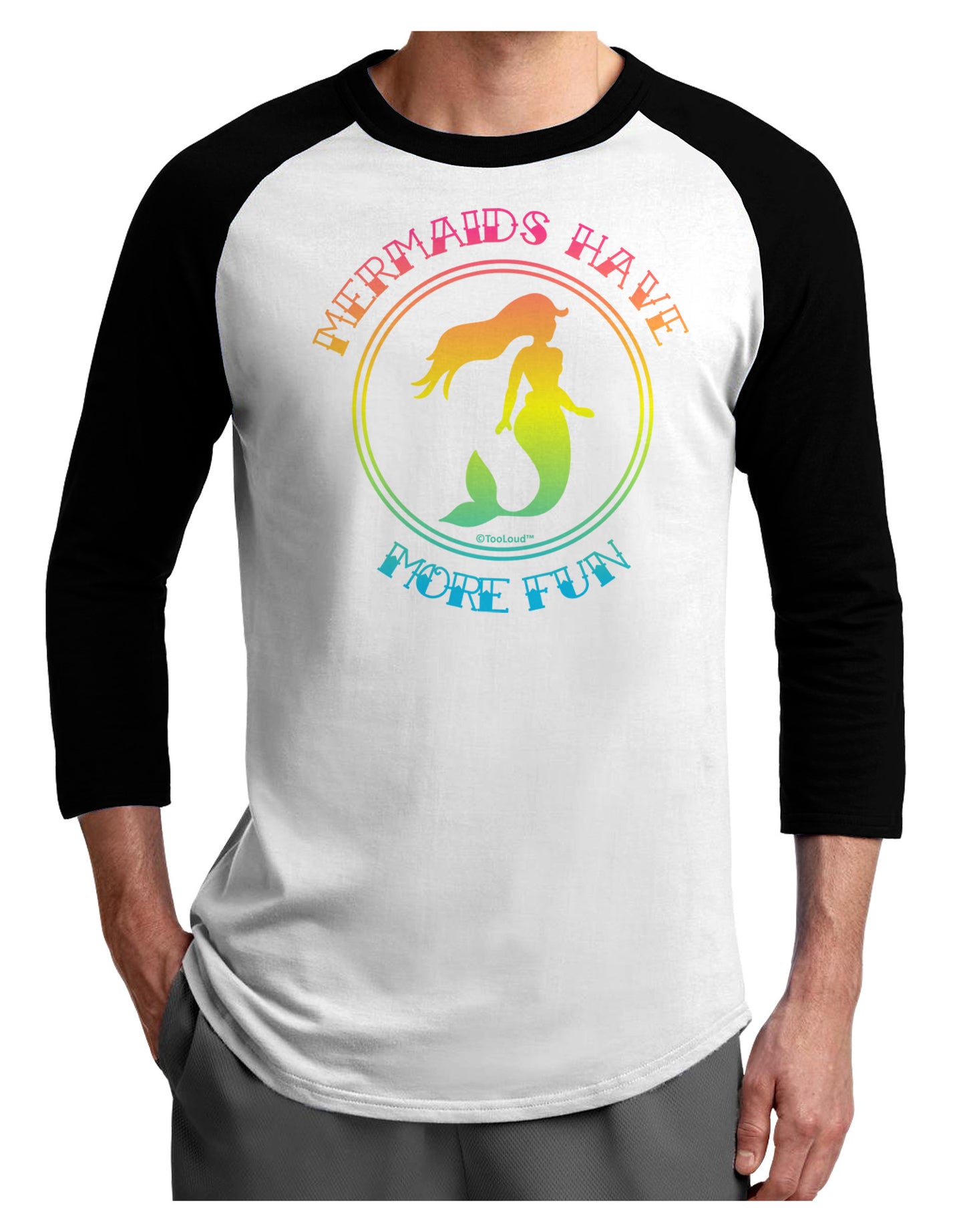 Mermaids Have More Fun - Beachy Colors Adult Raglan Shirt-TooLoud-White-Black-X-Small-Davson Sales