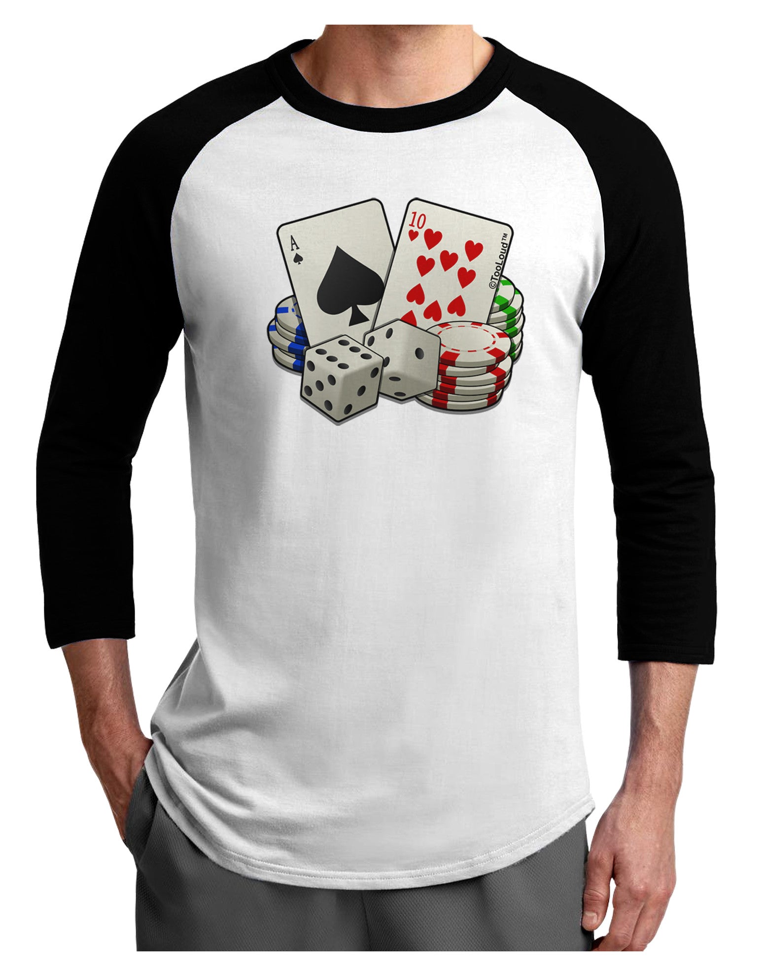 Gambling Weapons Adult Raglan Shirt-Raglan Shirt-TooLoud-White-Black-X-Small-Davson Sales