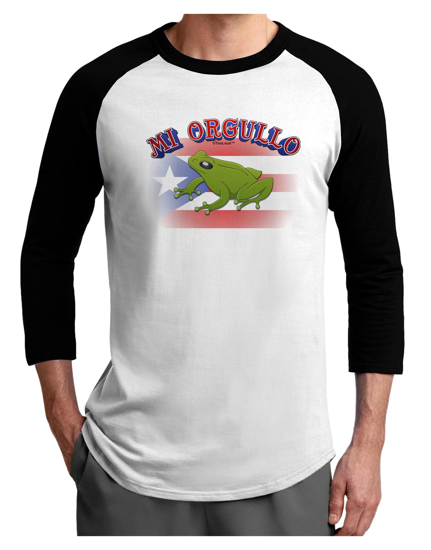 Mi Orgullo Coqui Adult Raglan Shirt-Raglan Shirt-TooLoud-White-Black-X-Small-Davson Sales