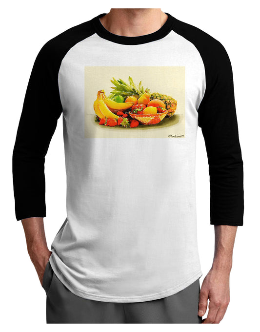 Watercolor Fruit Bowl 2 Adult Raglan Shirt-TooLoud-White-Black-X-Small-Davson Sales