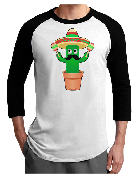 Fiesta Cactus Adult Raglan Shirt-Raglan Shirt-TooLoud-White-Black-X-Small-Davson Sales