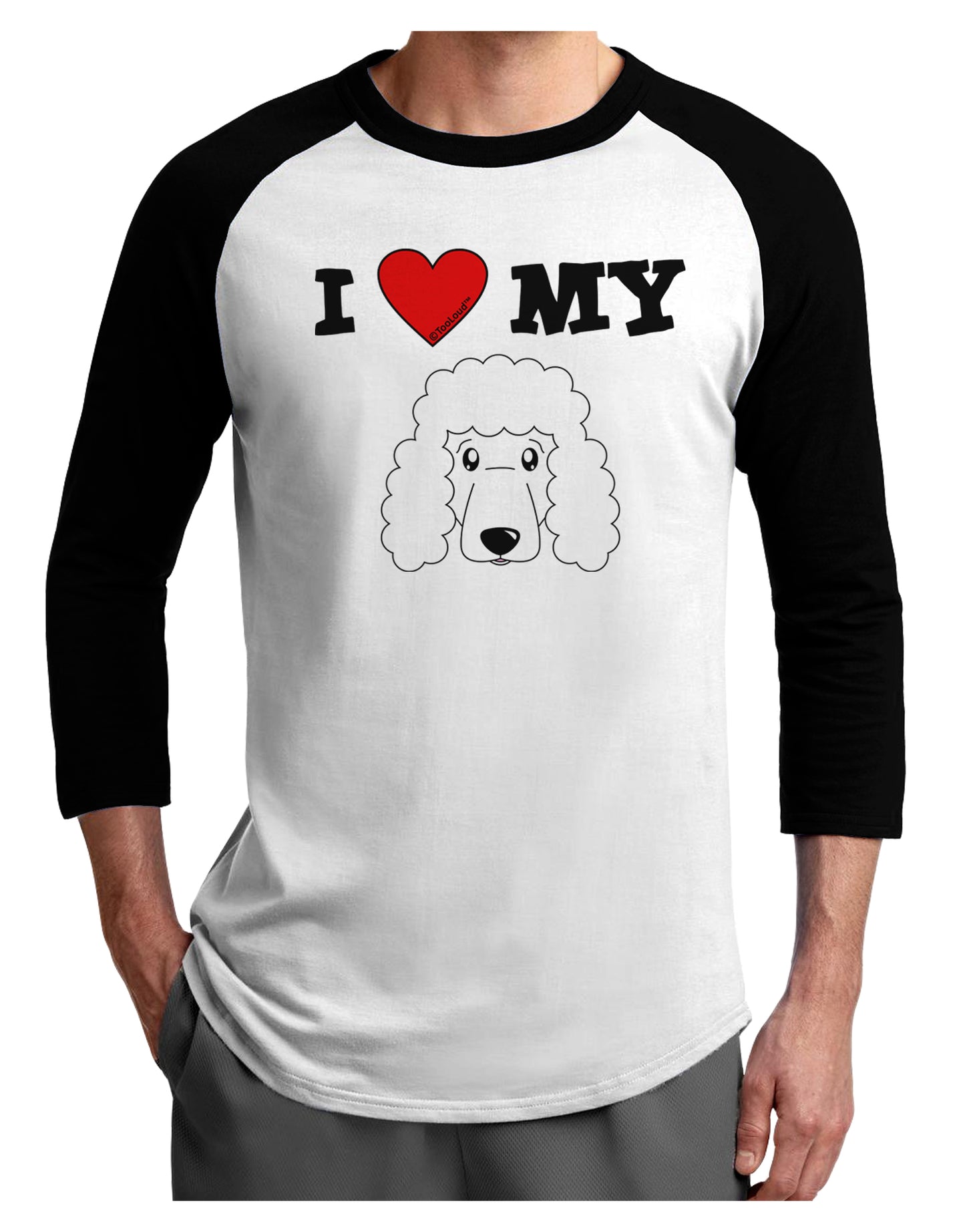 I Heart My - Cute Poodle Dog - White Adult Raglan Shirt by TooLoud-TooLoud-White-Black-X-Small-Davson Sales