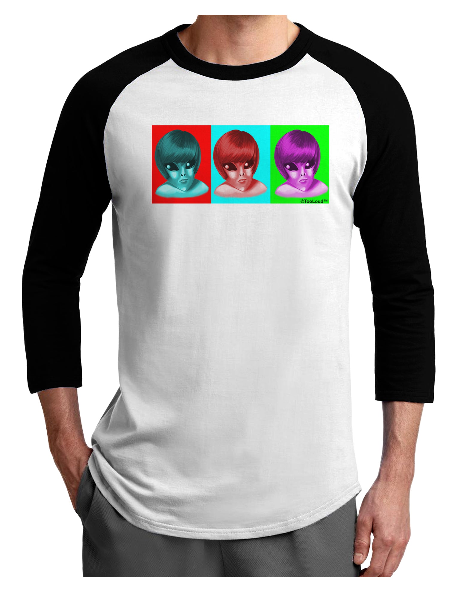 Extraterrestial Pop-art #1 Adult Raglan Shirt by TooLoud-TooLoud-White-Black-X-Small-Davson Sales