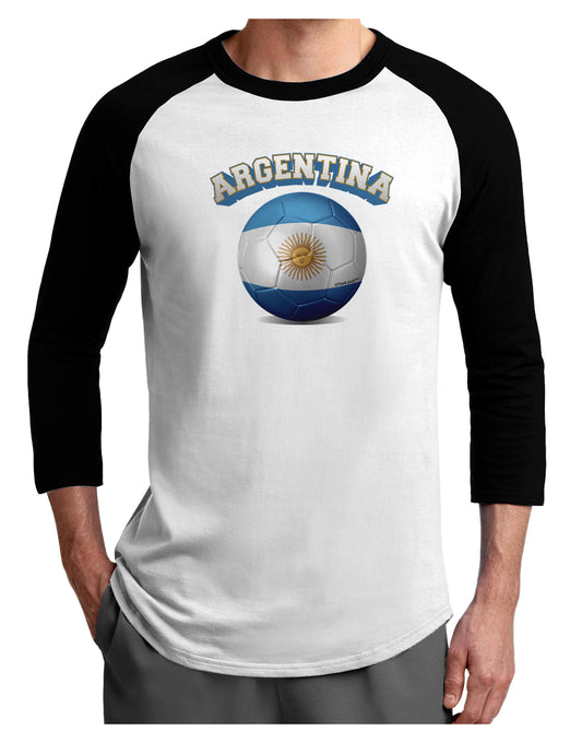 Soccer Ball Flag - Argentina Adult Raglan Shirt-Raglan Shirt-TooLoud-White-Black-X-Small-Davson Sales