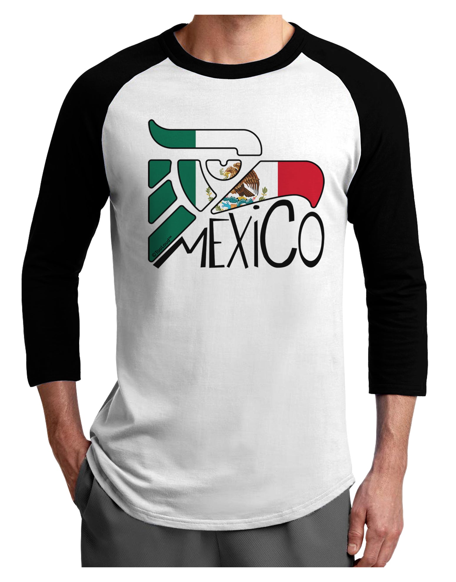 Mexico Eagle Symbol - Mexican Flag - Mexico Adult Raglan Shirt by TooLoud-TooLoud-White-Black-X-Small-Davson Sales