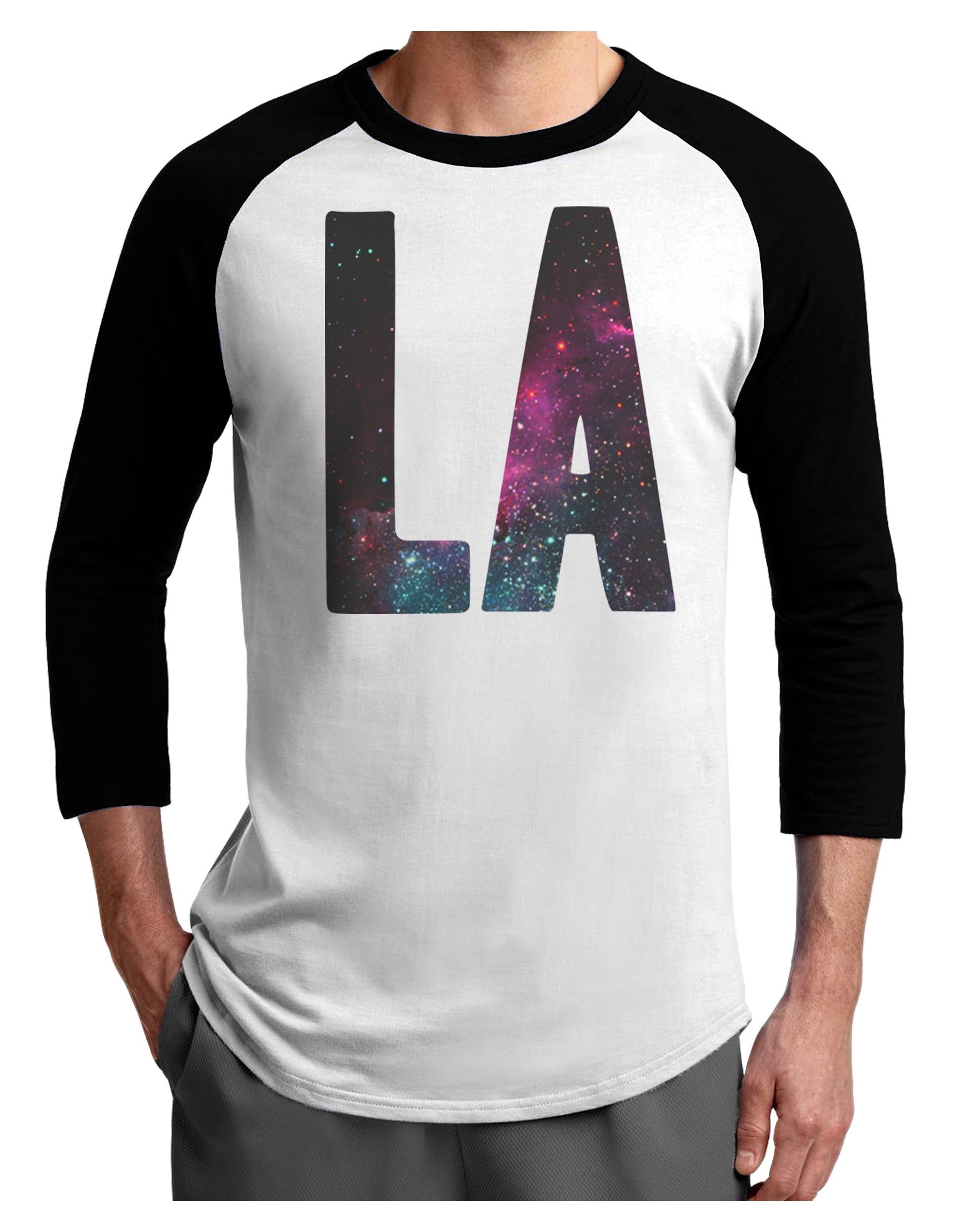 LA Outer Space Desgin Adult Raglan Shirt-Raglan Shirt-TooLoud-White-Black-X-Small-Davson Sales