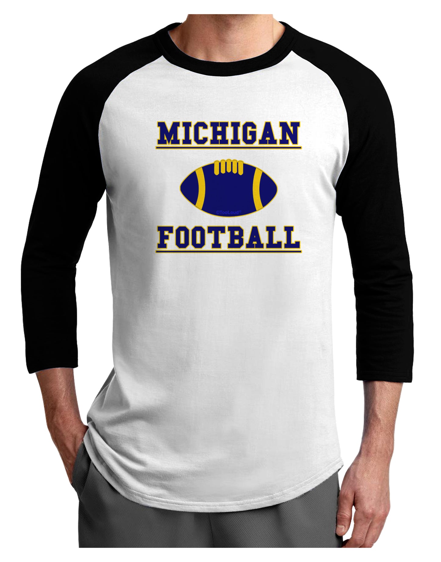 Michigan Football Adult Raglan Shirt by TooLoud-TooLoud-White-Black-X-Small-Davson Sales