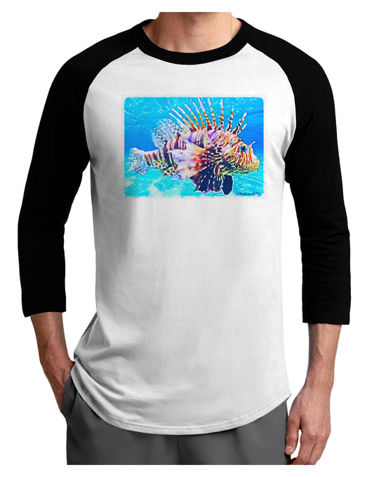 Lionfish in Watercolor Adult Raglan Shirt by-Raglan Shirt-TooLoud-White-Black-X-Small-Davson Sales