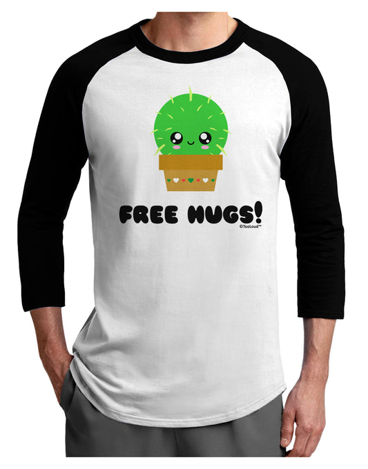 Cute Cactus - Free Hugs Adult Raglan Shirt by TooLoud-TooLoud-White-Black-X-Small-Davson Sales