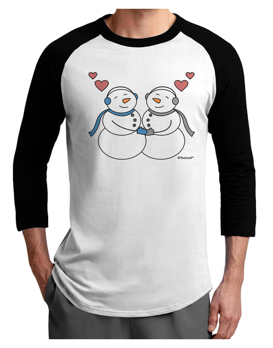 Cute Snowman Couple Adult Raglan Shirt by TooLoud-TooLoud-White-Black-X-Small-Davson Sales