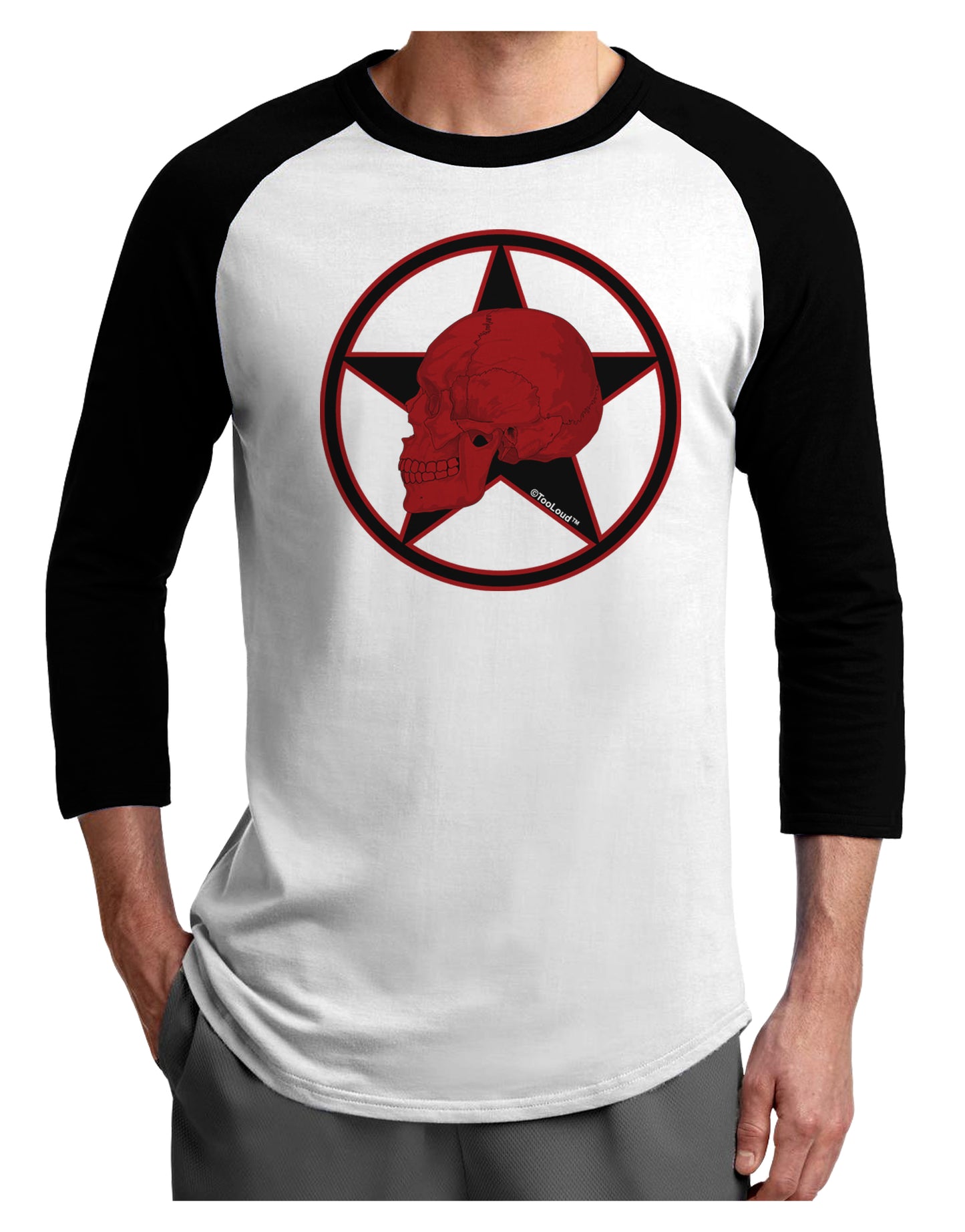 Blood Red Skull Adult Raglan Shirt by TooLoud-TooLoud-White-Black-X-Small-Davson Sales