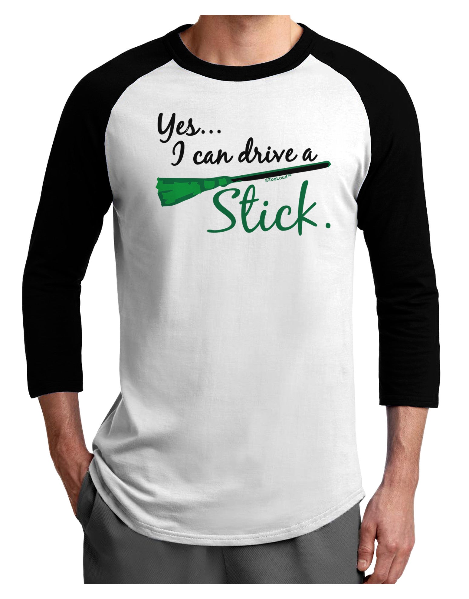 Drive Stick Green Adult Raglan Shirt-Raglan Shirt-TooLoud-White-Black-X-Small-Davson Sales
