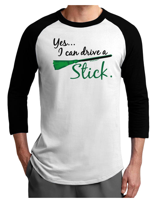 Drive Stick Green Adult Raglan Shirt-Raglan Shirt-TooLoud-White-Black-X-Small-Davson Sales